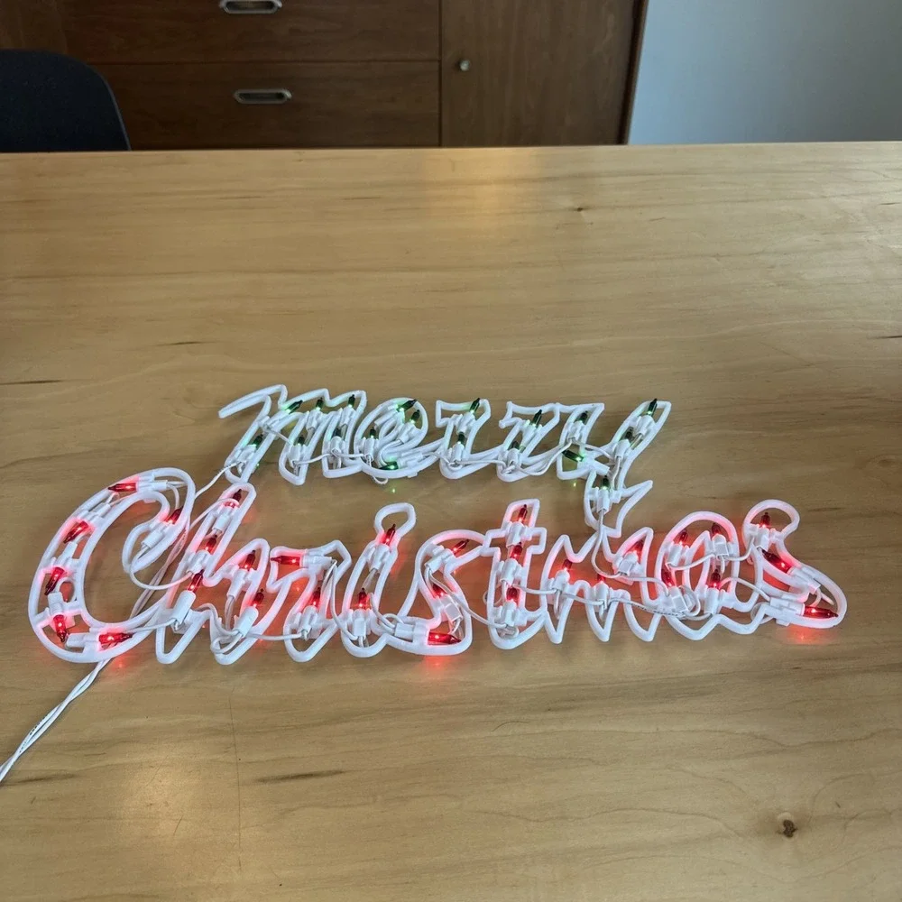 LAMPHOME Merry Christmas Light Up SIGN 50 LED‎ Red & Green Lights Holiday Decor
